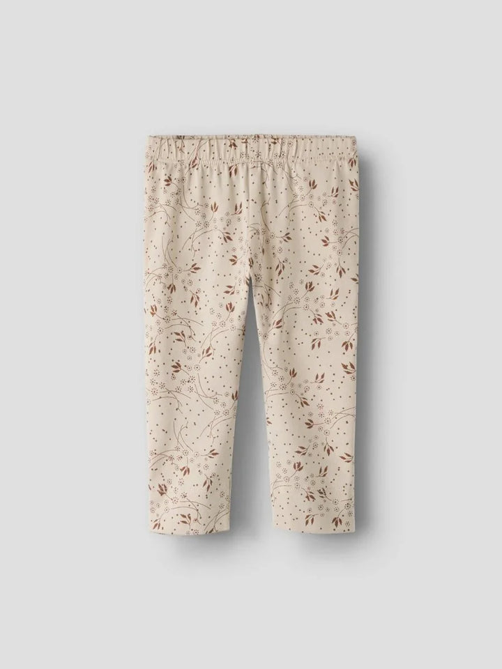 Beige barnetights med blomstermønster, myk og komfortabel barneklær for små barn