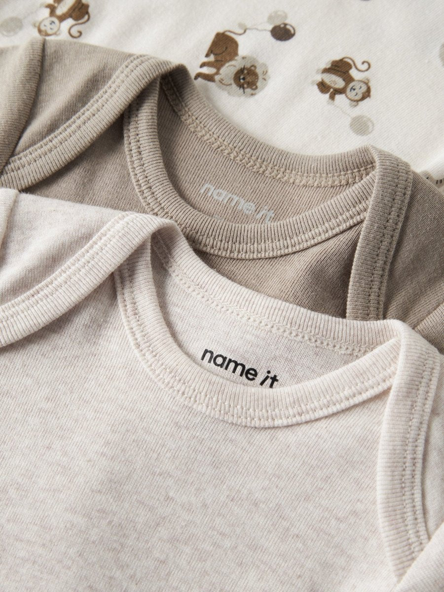 name it baby BODY 3pk ANIMAL NOOS - Jet Stream, Aluminum & Peyote Melange | Torgunns Barneklær AS