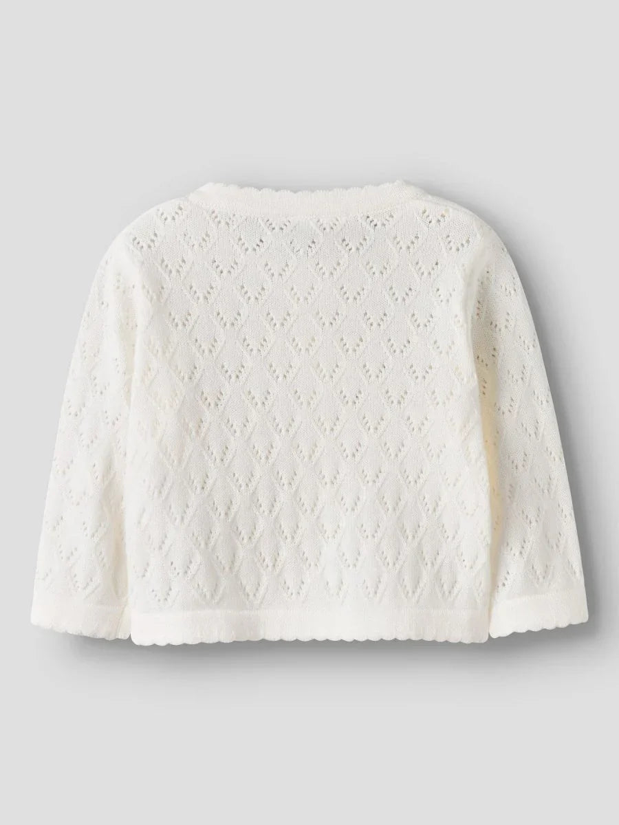 name it baby DESINA LS SHORT KNIT CARD - Cloud Dancer | Torgunns Barneklær AS