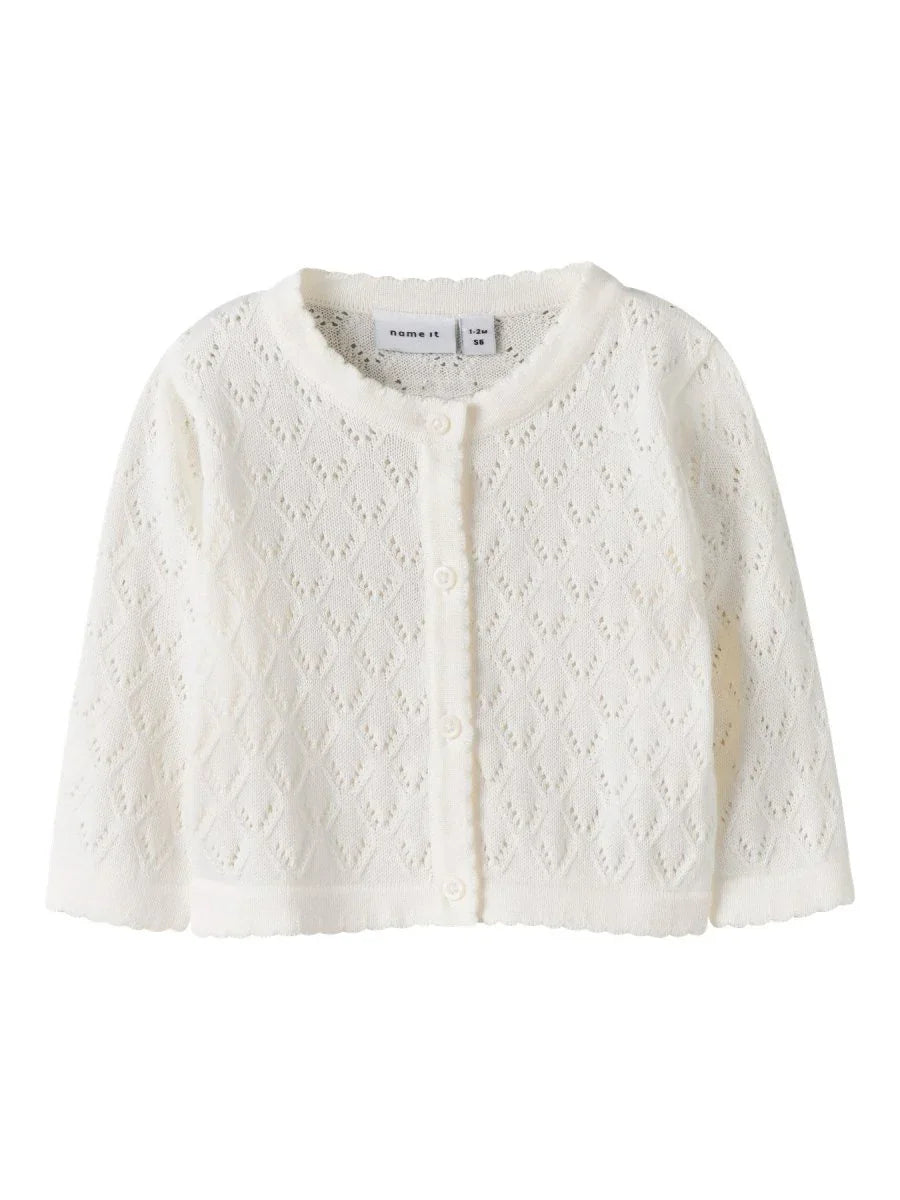 name it baby DESINA LS SHORT KNIT CARD - Cloud Dancer | Torgunns Barneklær AS