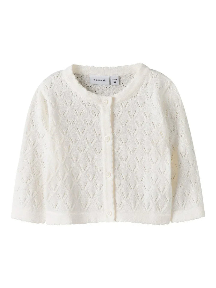 name it baby DESINA LS SHORT KNIT CARD - Cloud Dancer | Torgunns Barneklær AS