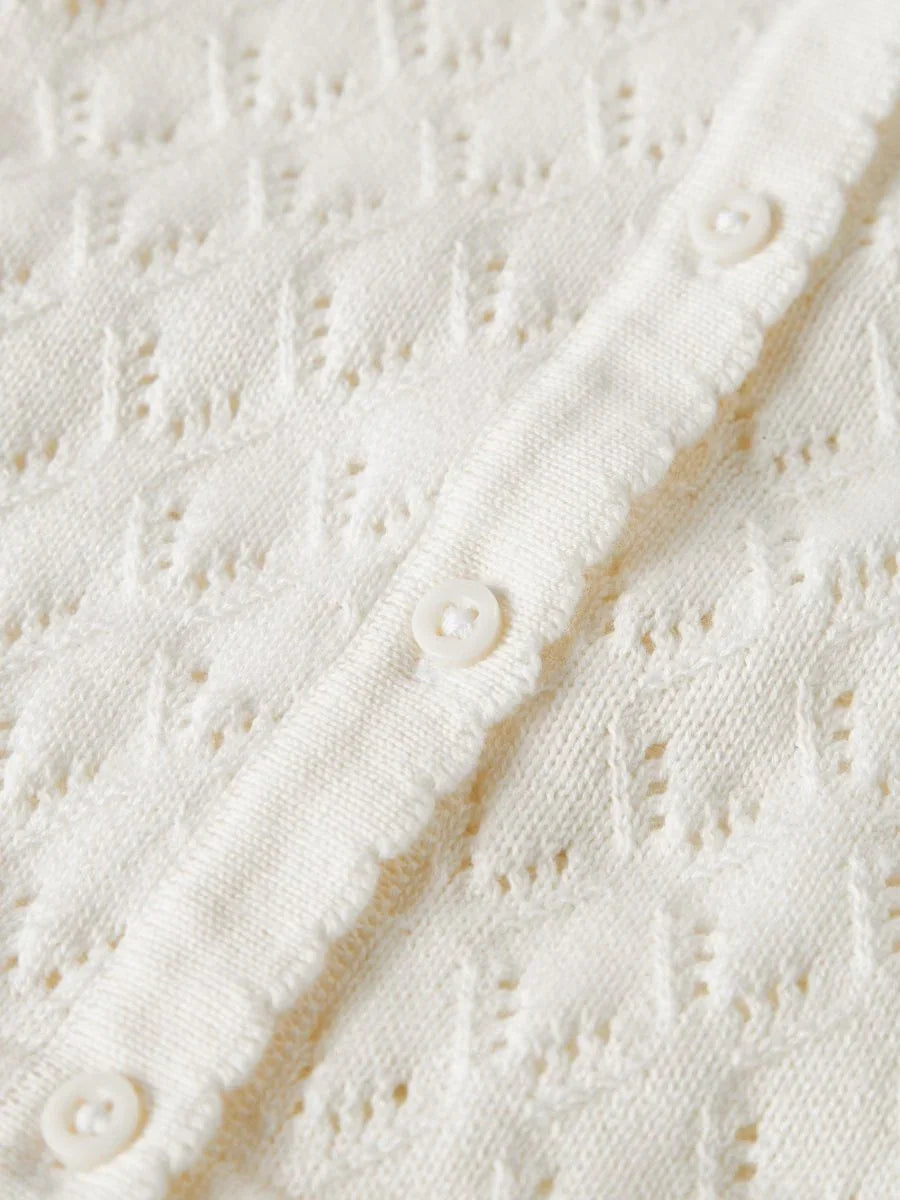 name it baby DESINA LS SHORT KNIT CARD - Cloud Dancer | Torgunns Barneklær AS