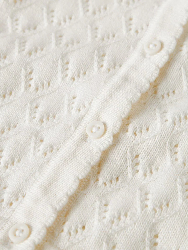 name it baby DESINA LS SHORT KNIT CARD - Cloud Dancer | Torgunns Barneklær AS