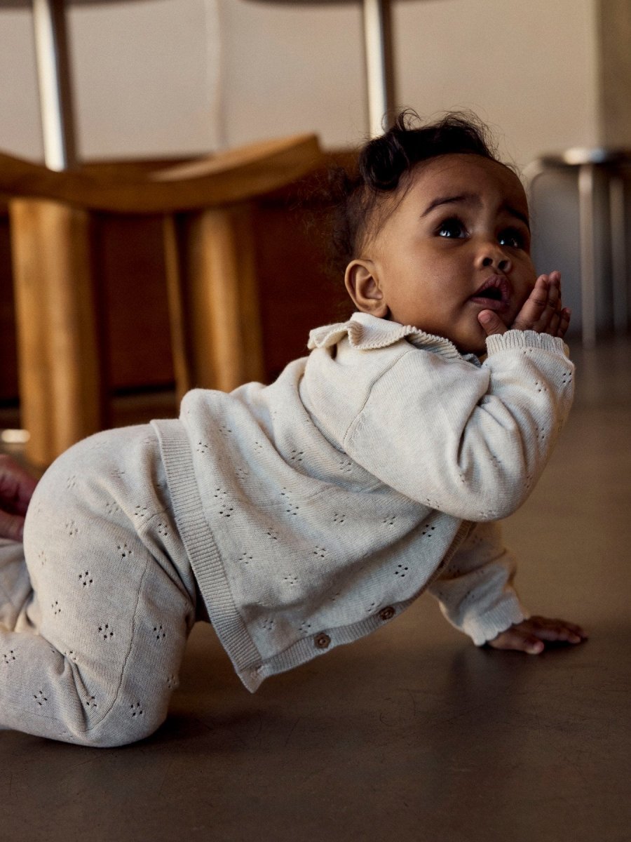 name it baby DIAME LS KNIT CARDIGAN - Peyote Melange | Torgunns Barneklær AS