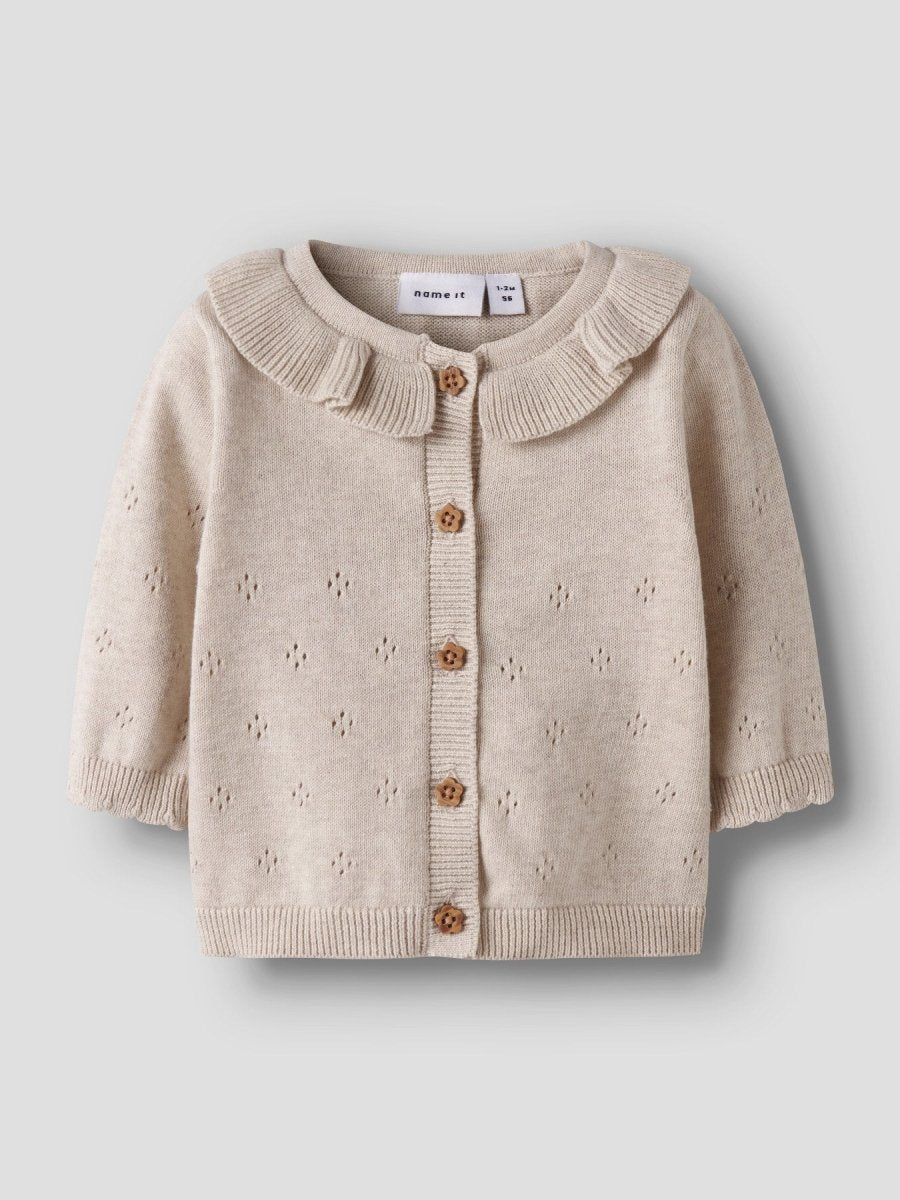 name it baby DIAME LS KNIT CARDIGAN - Peyote Melange | Torgunns Barneklær AS