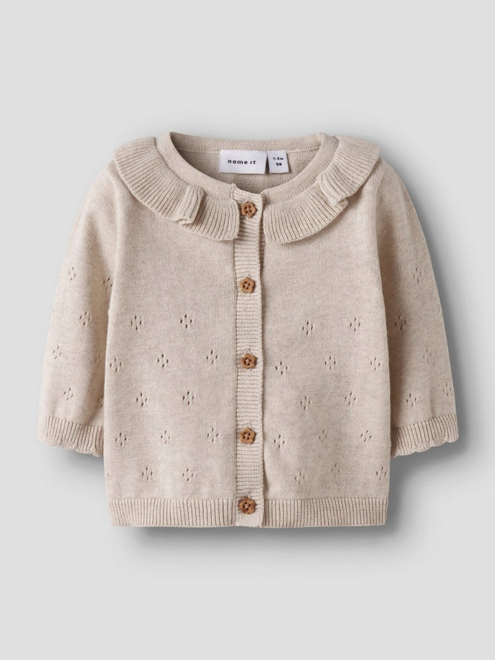 name it baby DIAME LS KNIT CARDIGAN - Peyote Melange | Torgunns Barneklær AS