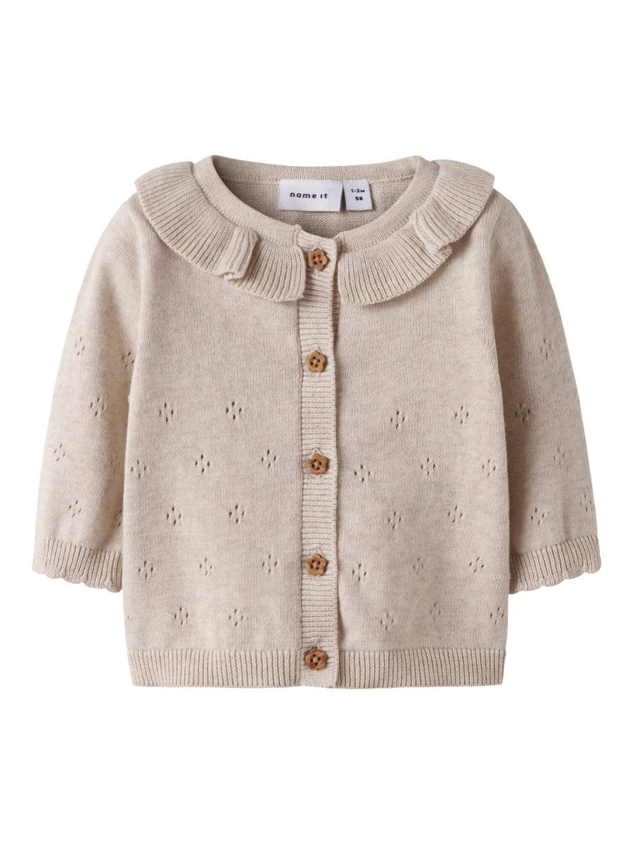 name it baby DIAME LS KNIT CARDIGAN - Peyote Melange | Torgunns Barneklær AS