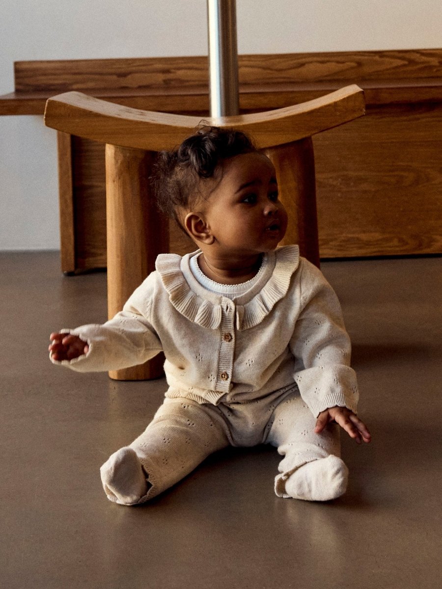 name it baby DIAME LS KNIT CARDIGAN - Peyote Melange | Torgunns Barneklær AS