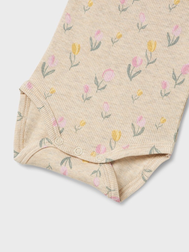 name it baby FLOWERKAB LS BODY SET - Peyote Melange | Torgunns Barneklær AS