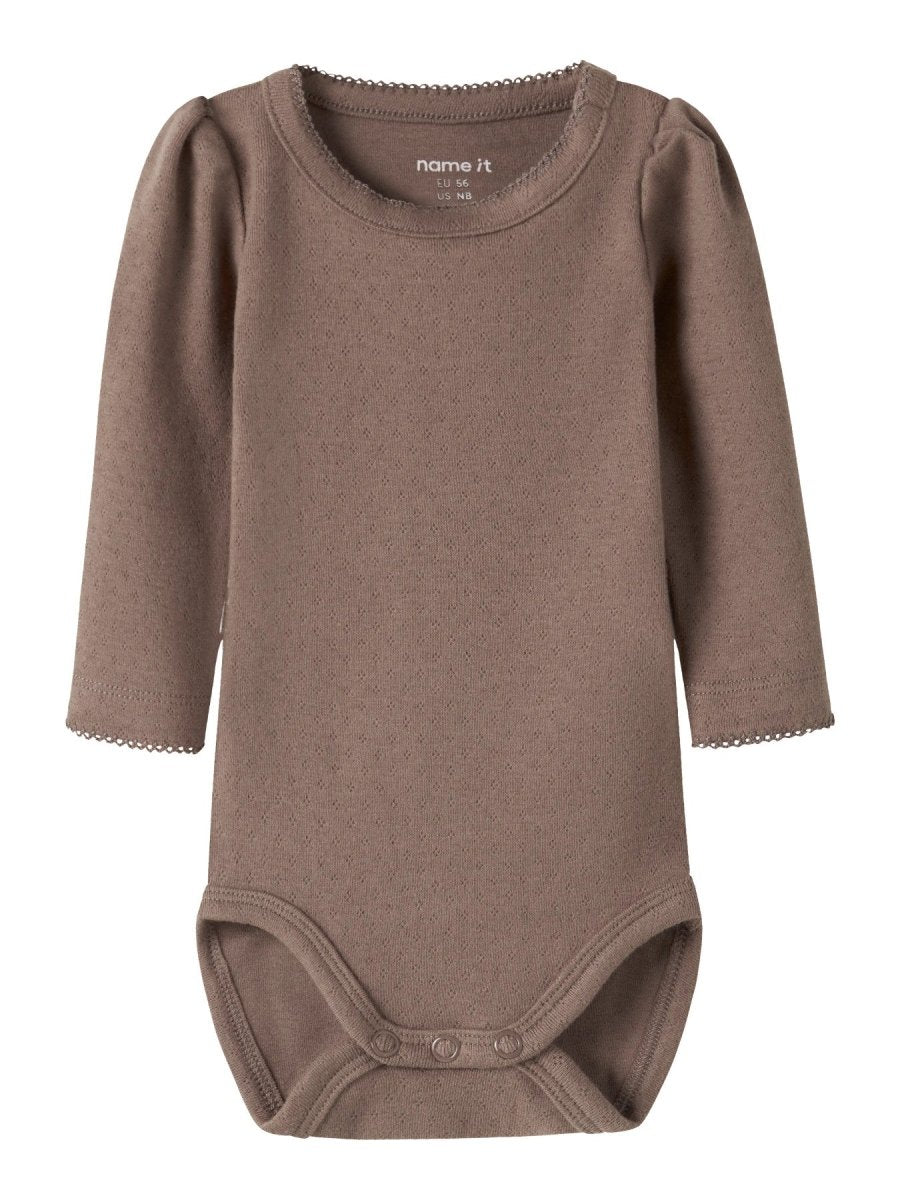name it baby LOUISA LS BODY - Brown Lentil | Torgunns Barneklær AS