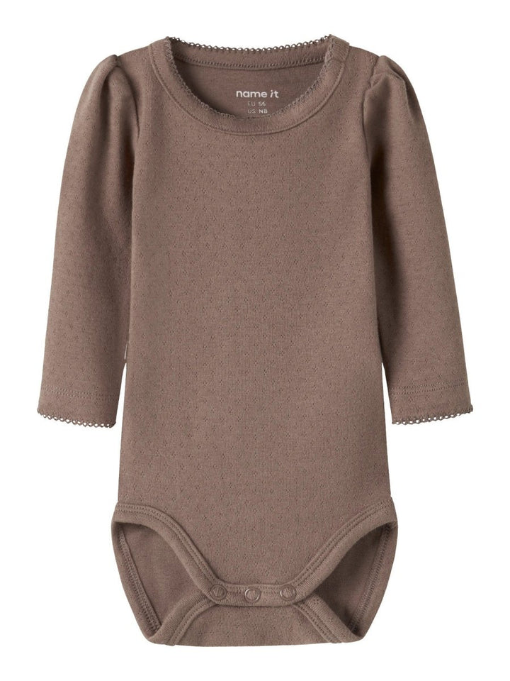 name it baby LOUISA LS BODY - Brown Lentil | Torgunns Barneklær AS
