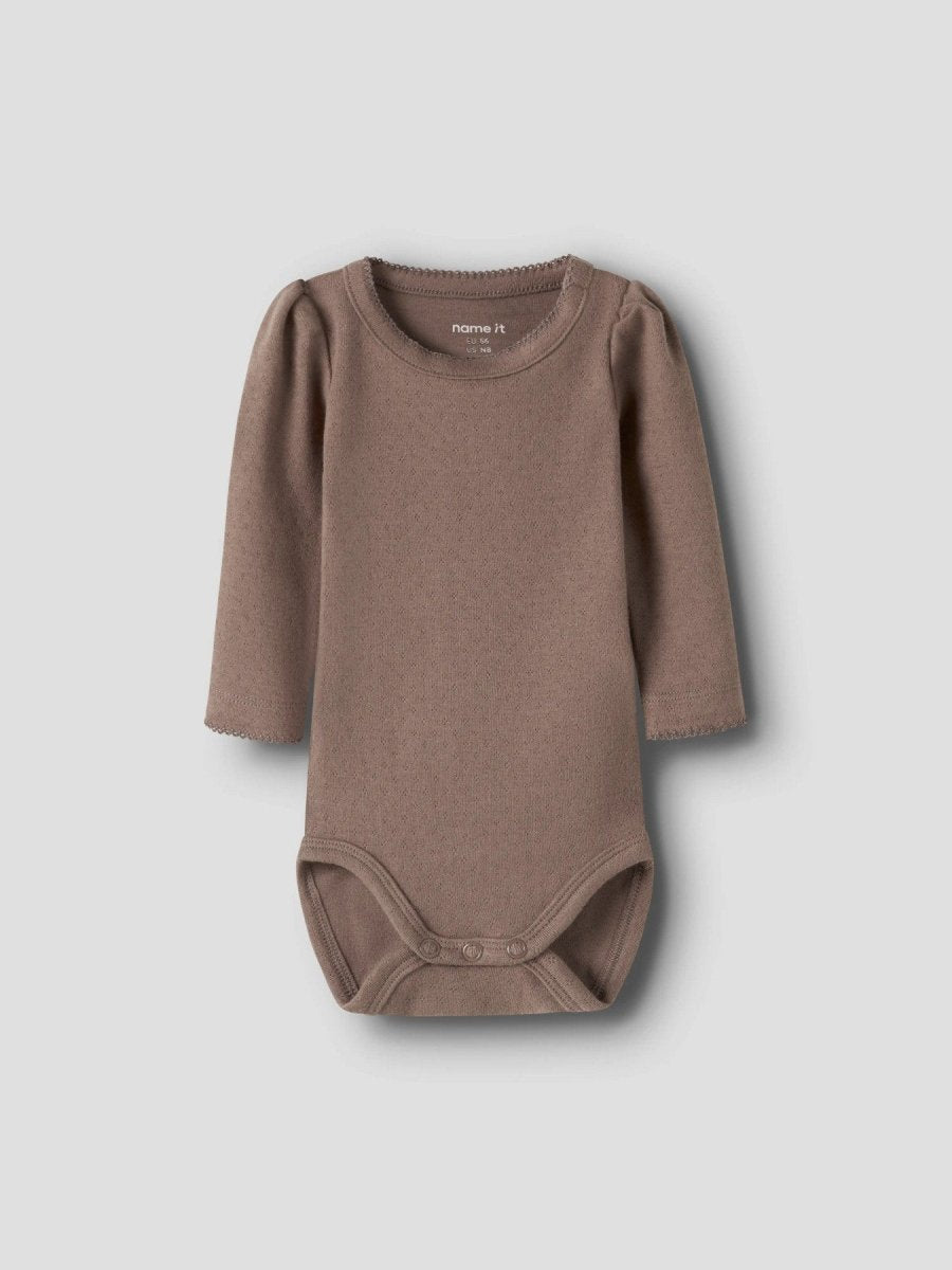 name it baby LOUISA LS BODY - Brown Lentil | Torgunns Barneklær AS