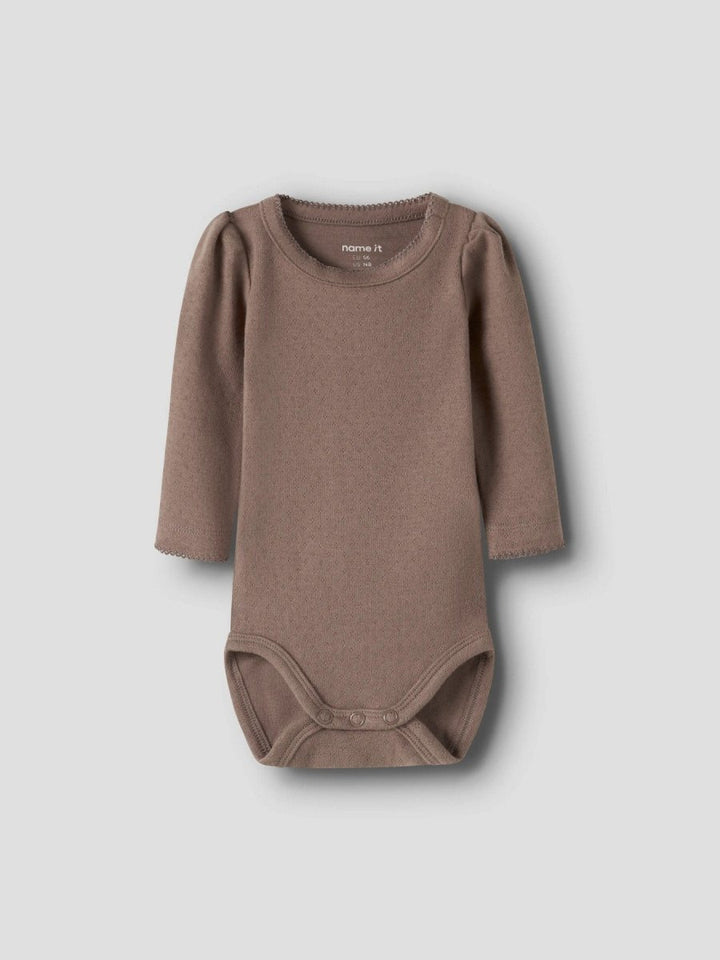 name it baby LOUISA LS BODY - Brown Lentil | Torgunns Barneklær AS