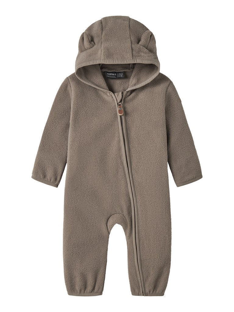 name it baby MEEKO FLEECE SUIT MELANGE NOOS - Walnut | Torgunns Barneklær AS