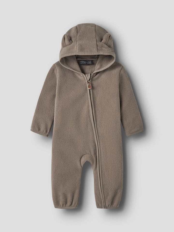 name it baby MEEKO FLEECE SUIT MELANGE NOOS - Walnut | Torgunns Barneklær AS
