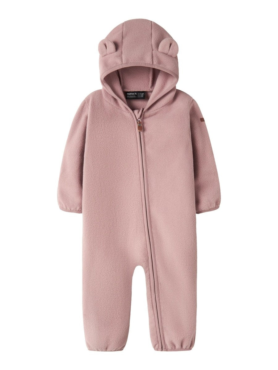 name it baby MEEKO FLEECE SUIT MELANGE NOOS - Woodrose | Torgunns Barneklær AS