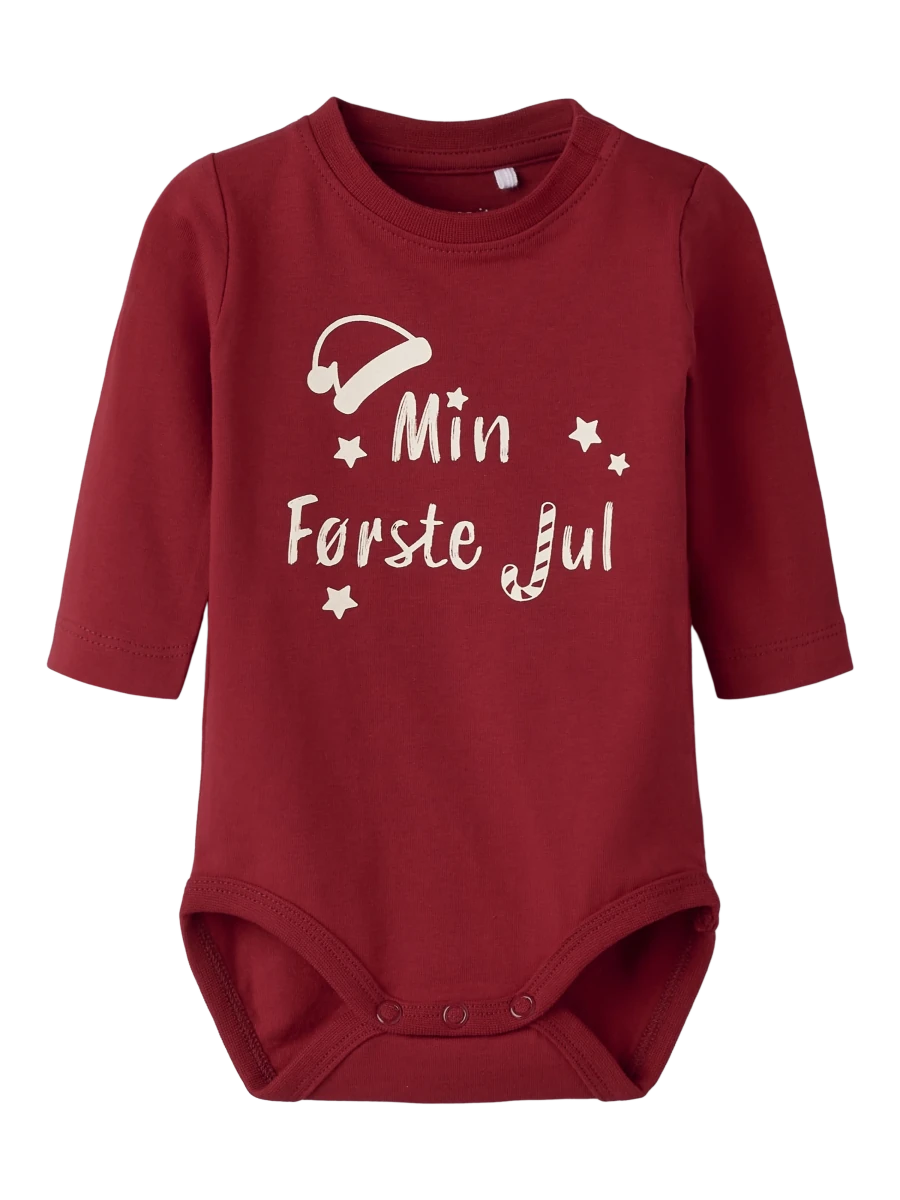 name it baby "Min Første Jul" body - Red Dahlia | Torgunns Barneklær AS