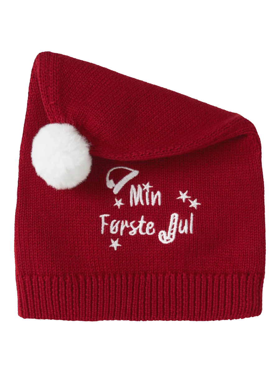 name it baby "Min Første Jul" nisselue - Red Dahlia | Torgunns Barneklær AS