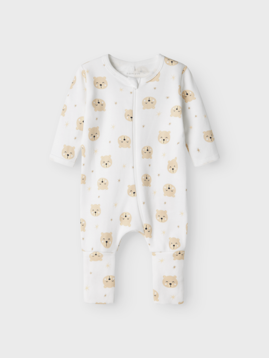 name it baby NIGHTSUIT 2P ZIP BEAR - Oxford Tan | Bear | Torgunns Barneklær AS