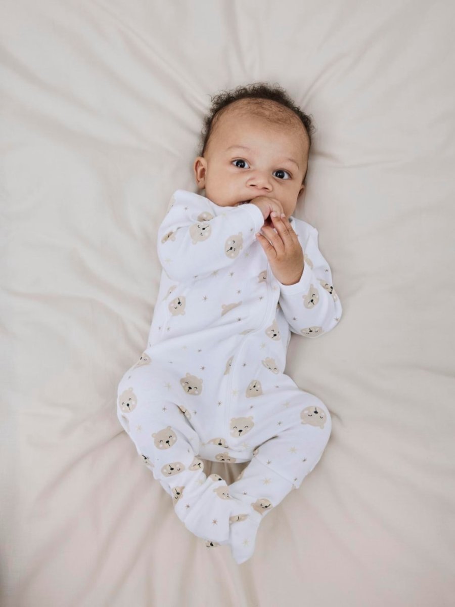 name it baby NIGHTSUIT 2P ZIP BEAR - Oxford Tan | Bear | Torgunns Barneklær AS