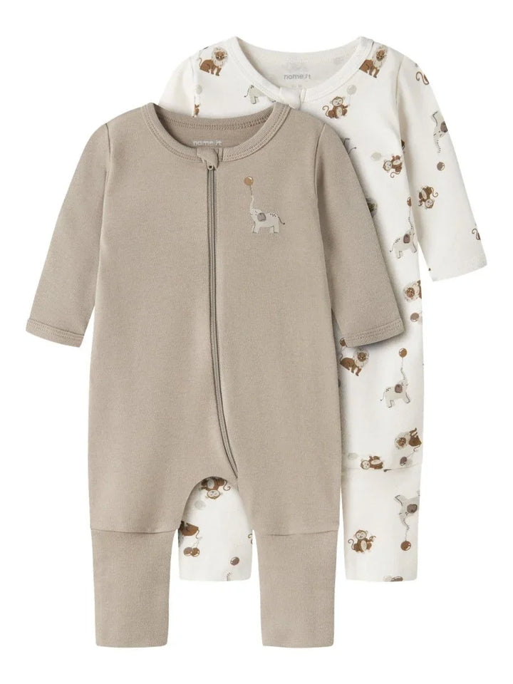 Myke babydrakter med elefant og ape mønster, perfekt for spedbarn 0-8 år