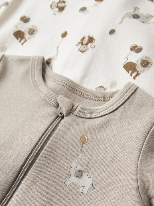 name it baby NIGHTSUIT 2pk ZIP ANIMAL NOOS - Jet Stream | Torgunns Barneklær AS