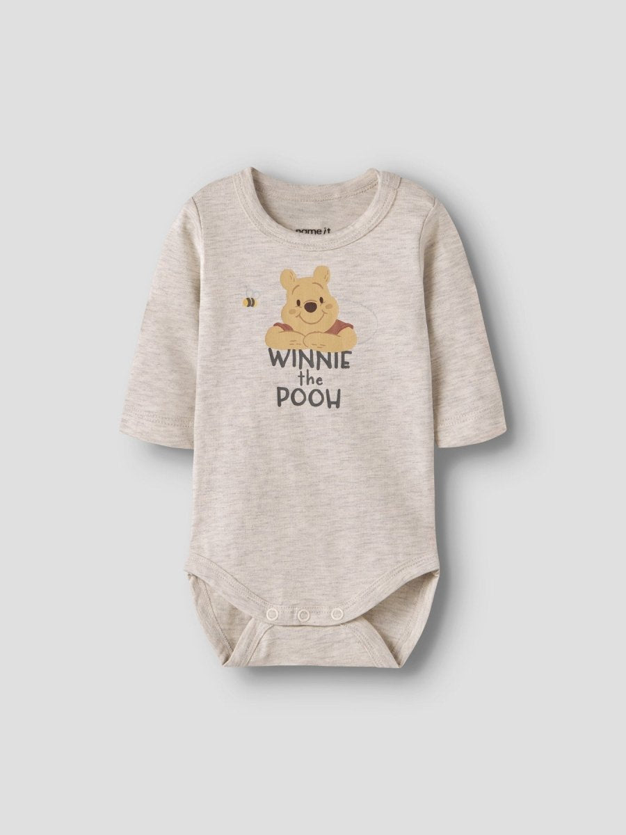 name it baby OLLU POOH LS BODY SET WDI - Peyote Melange BODY + PANT | Torgunns Barneklær AS