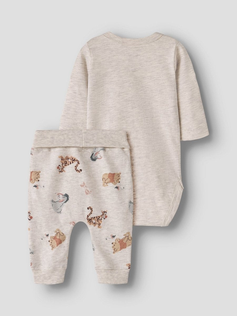 name it baby OLLU POOH LS BODY SET WDI - Peyote Melange BODY + PANT | Torgunns Barneklær AS