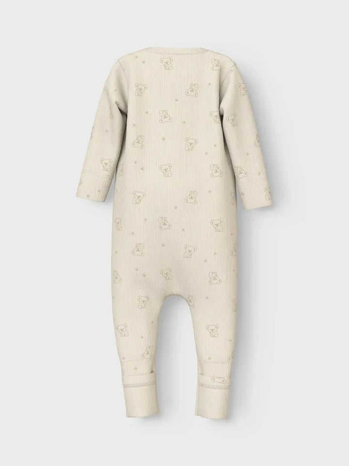 Myk babydrakt med bjørnemønster, ullblanding, perfekt for spedbarn 0-8 år