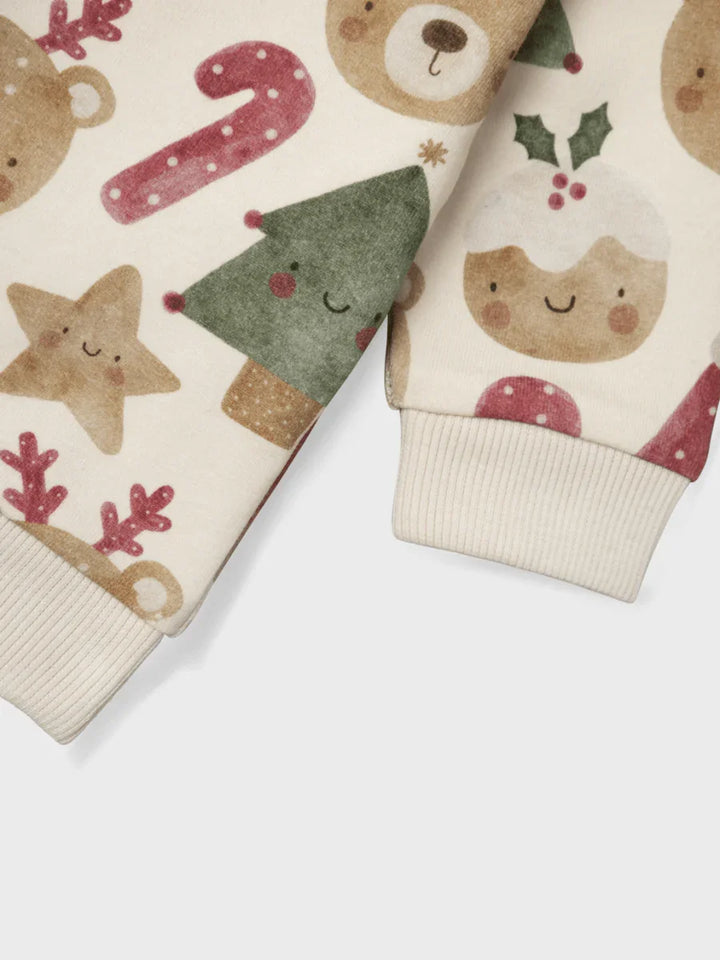 Julepyjamas for barn med gullbjørn, juletre og stjerne - myke barneklær