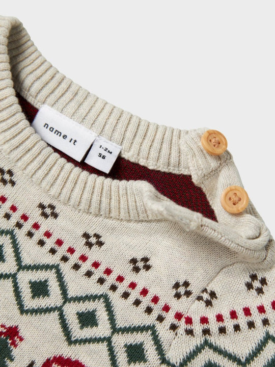 name it baby RALKO Strikkedress – Peyote Melange | Torgunns Barneklær AS
