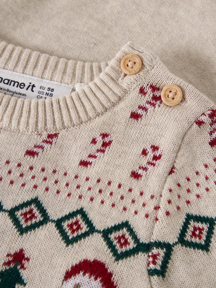 name it baby RALKO strikkedress - Peyote Melange | Snømann | Torgunns Barneklær AS