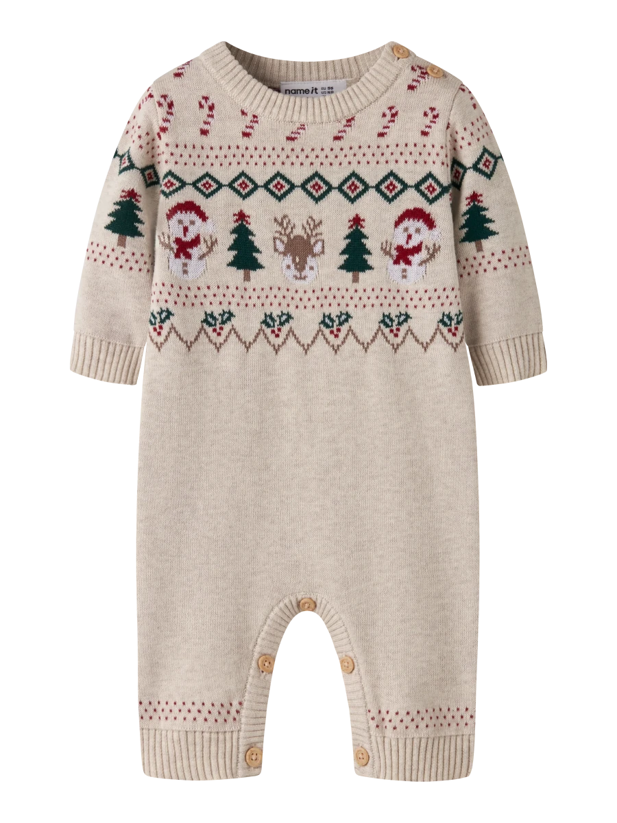 name it baby RALKO strikkedress - Peyote Melange | Snømann | Torgunns Barneklær AS