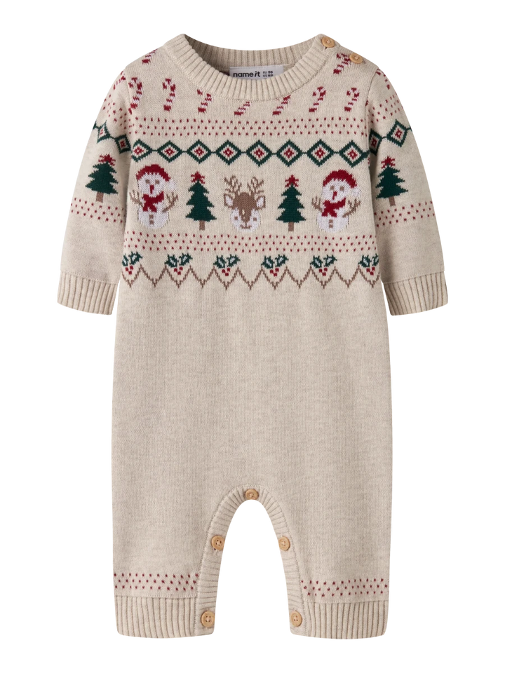 name it baby RALKO strikkedress - Peyote Melange | Snømann | Torgunns Barneklær AS