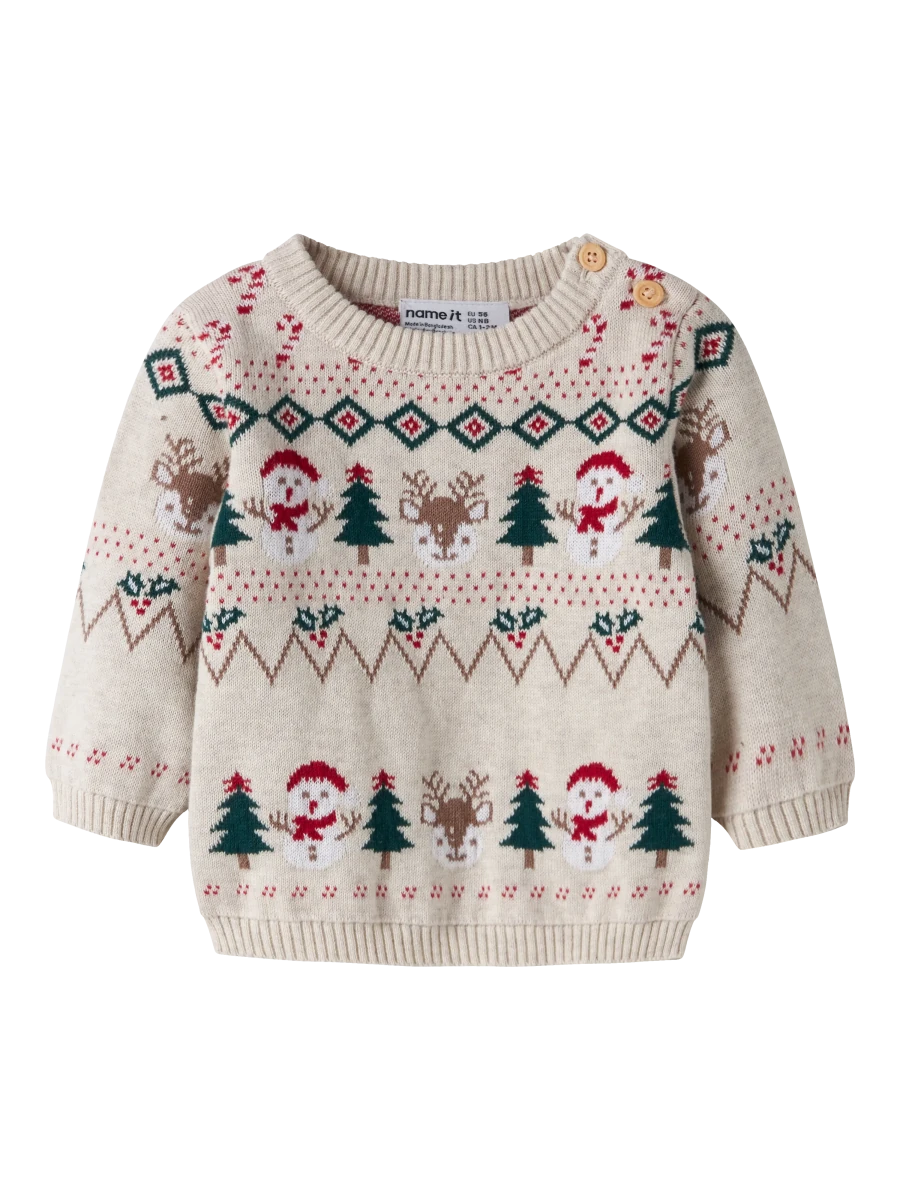 name it baby RALKO strikkegenser - Peyote Melange | Snømann | Torgunns Barneklær AS