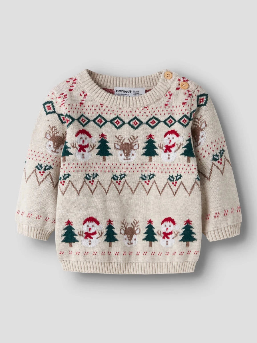 name it baby RALKO strikkegenser - Peyote Melange | Snømann | Torgunns Barneklær AS