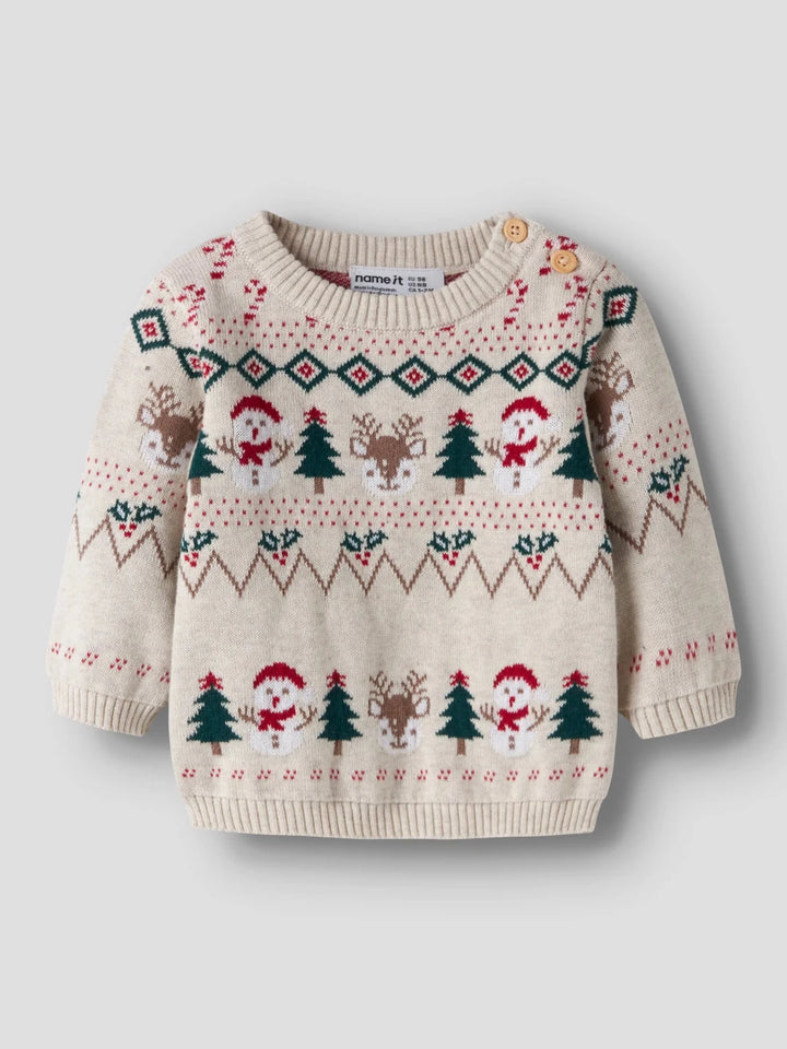 name it baby RALKO strikkegenser - Peyote Melange | Snømann | Torgunns Barneklær AS