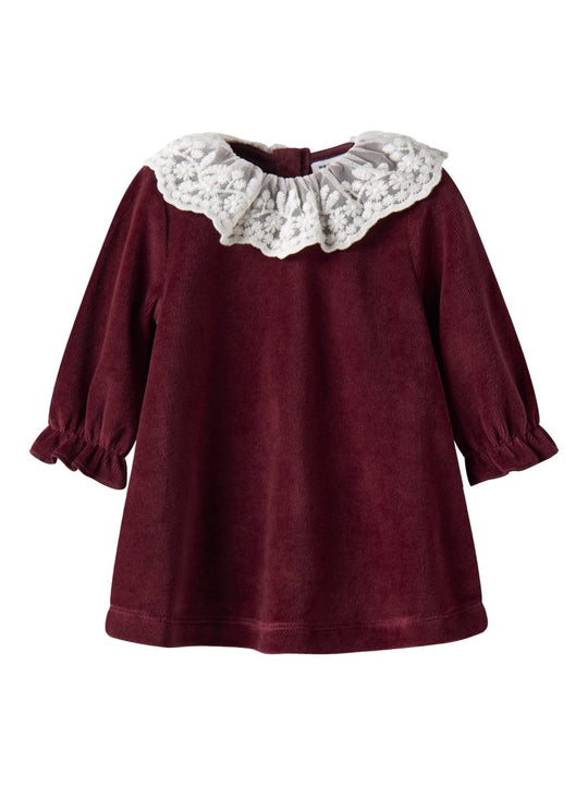 name it baby ROXY LS VEL DRESS - Burgundy | Torgunns Barneklær AS