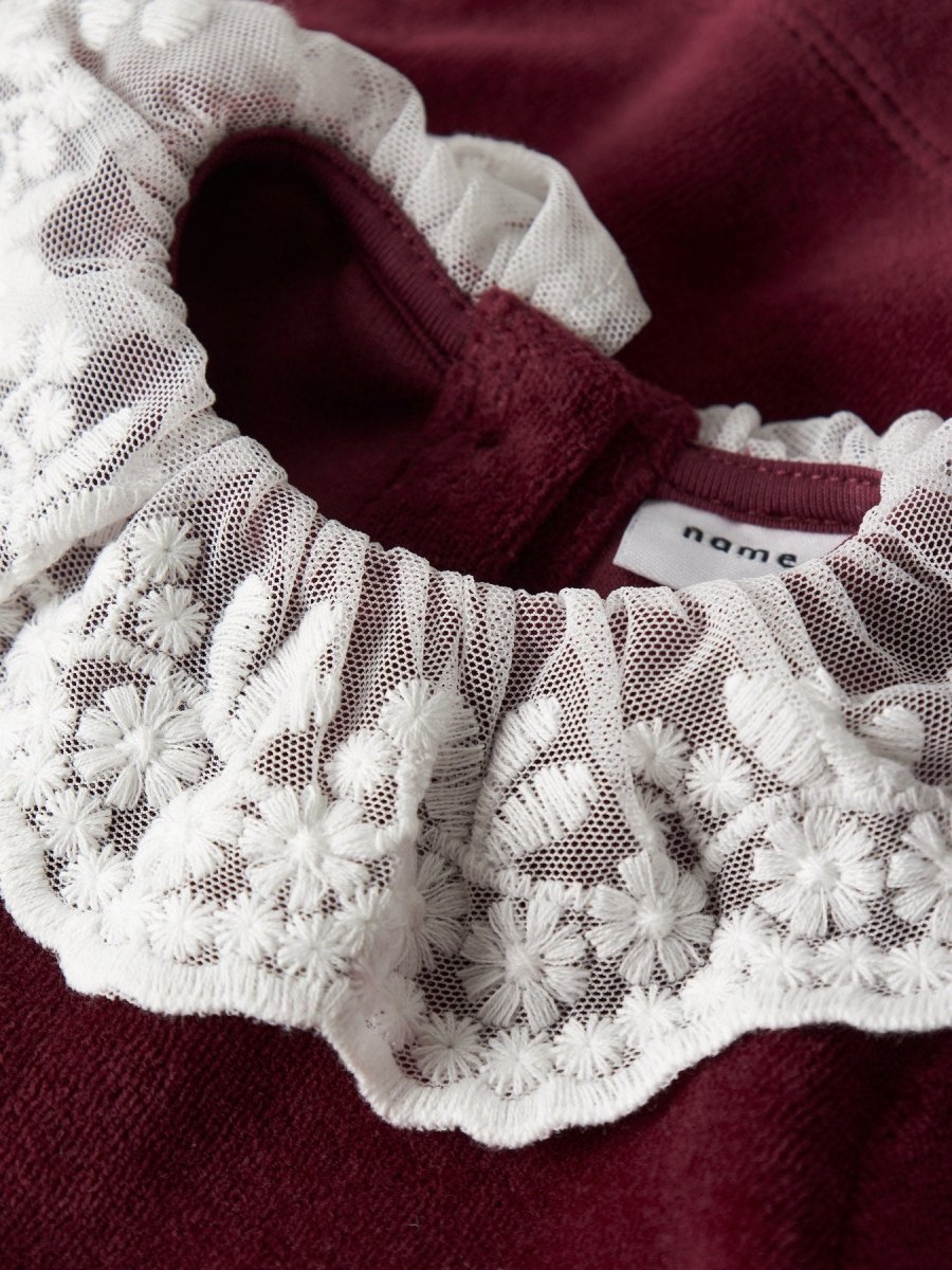 name it baby ROXY LS VEL DRESS - Burgundy | Torgunns Barneklær AS