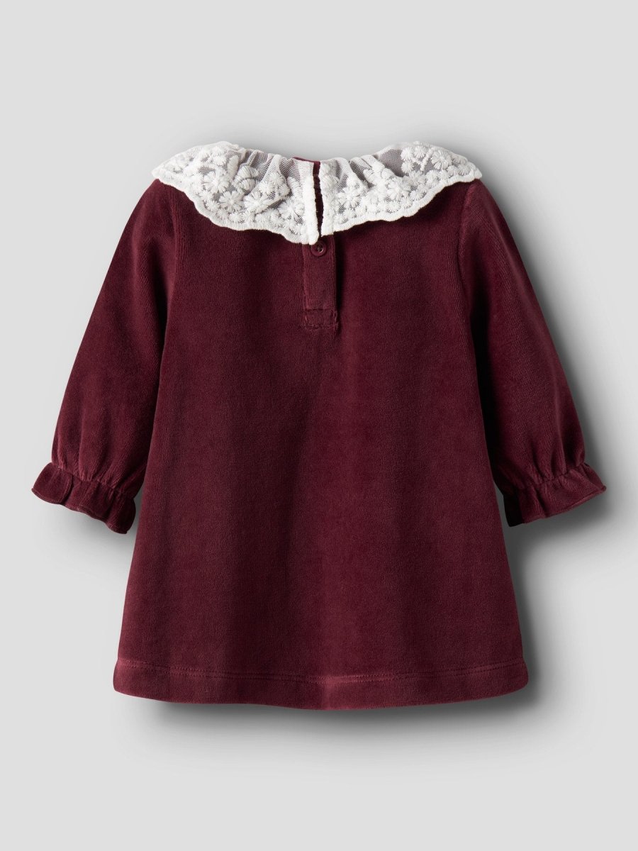 name it baby ROXY LS VEL DRESS - Burgundy | Torgunns Barneklær AS