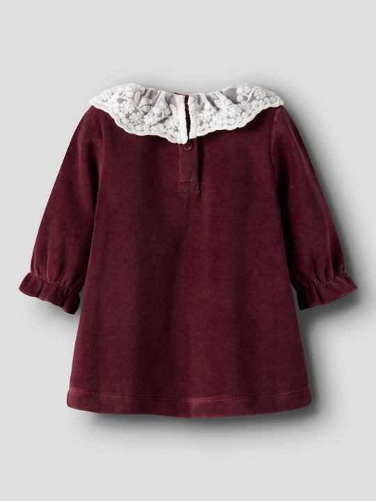 name it baby ROXY LS VEL DRESS - Burgundy | Torgunns Barneklær AS