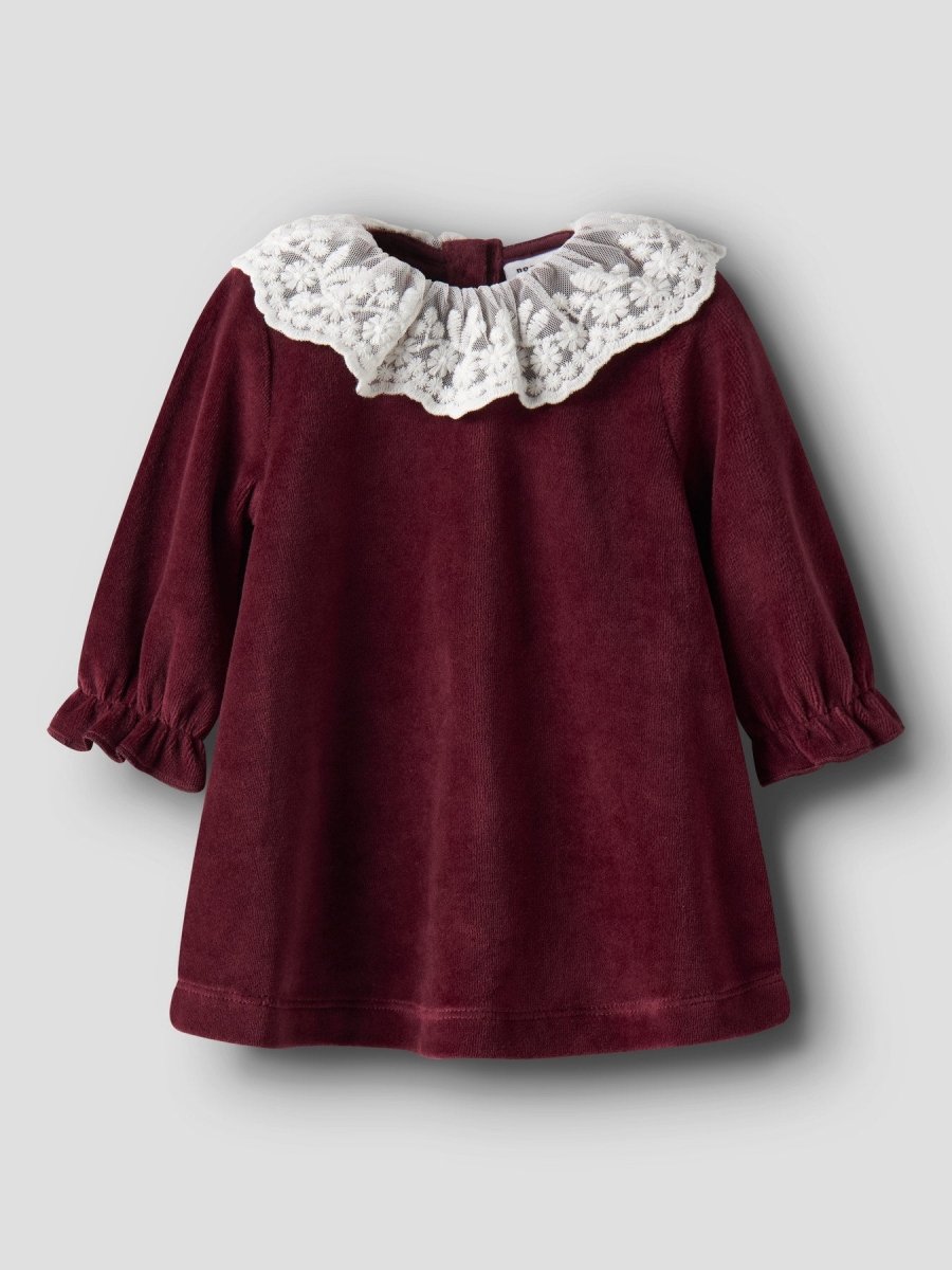 name it baby ROXY LS VEL DRESS - Burgundy | Torgunns Barneklær AS
