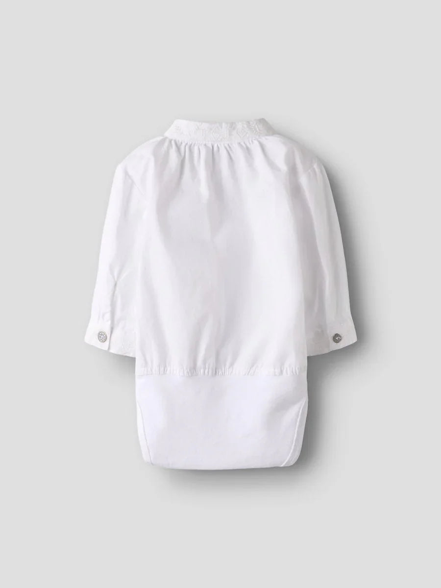 name it baby TOBY bunadskjorte body – Bright White | Torgunns Barneklær AS