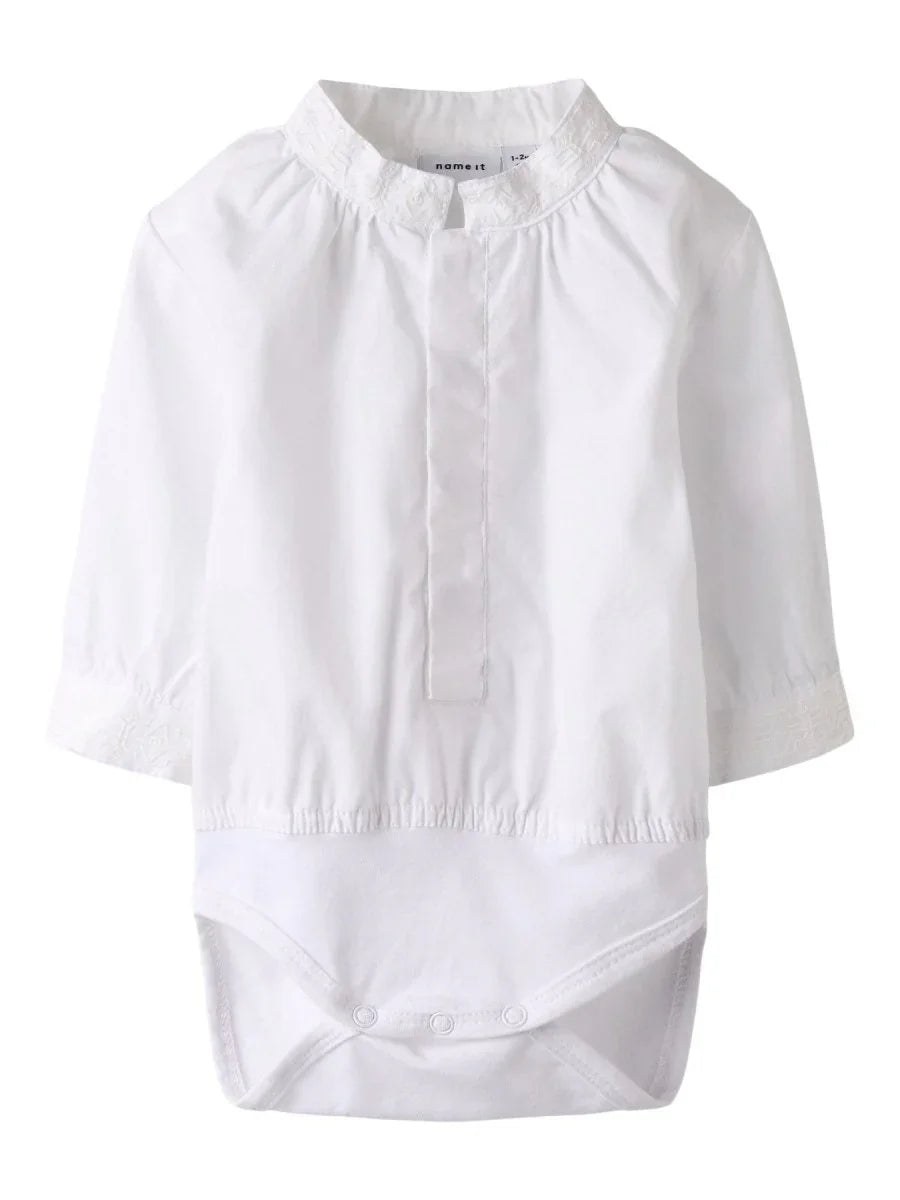 name it baby TOBY bunadskjorte body – Bright White | Torgunns Barneklær AS