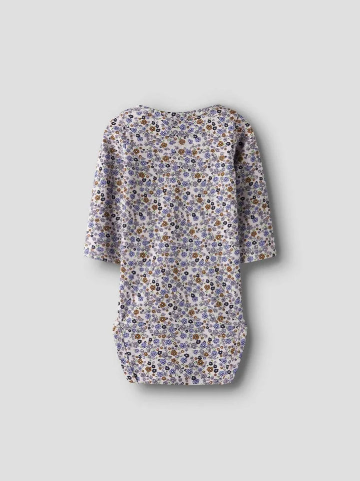 Blomsterprintet babybody med lange ermer, myk tekstil for spedbarn 0-8 år