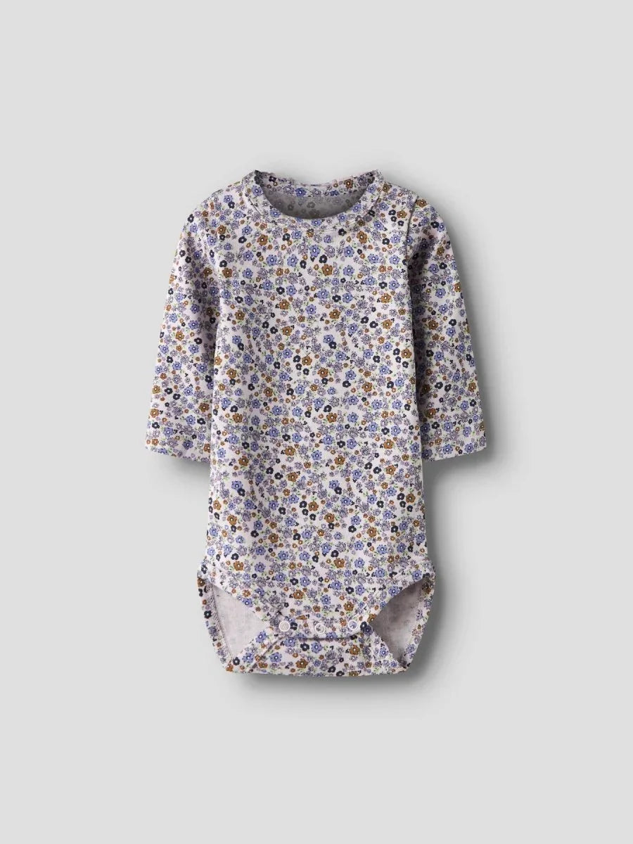 Blomstermønstret babybody med lange ermer, myk og bekvem for spedbarn 0-8 år
