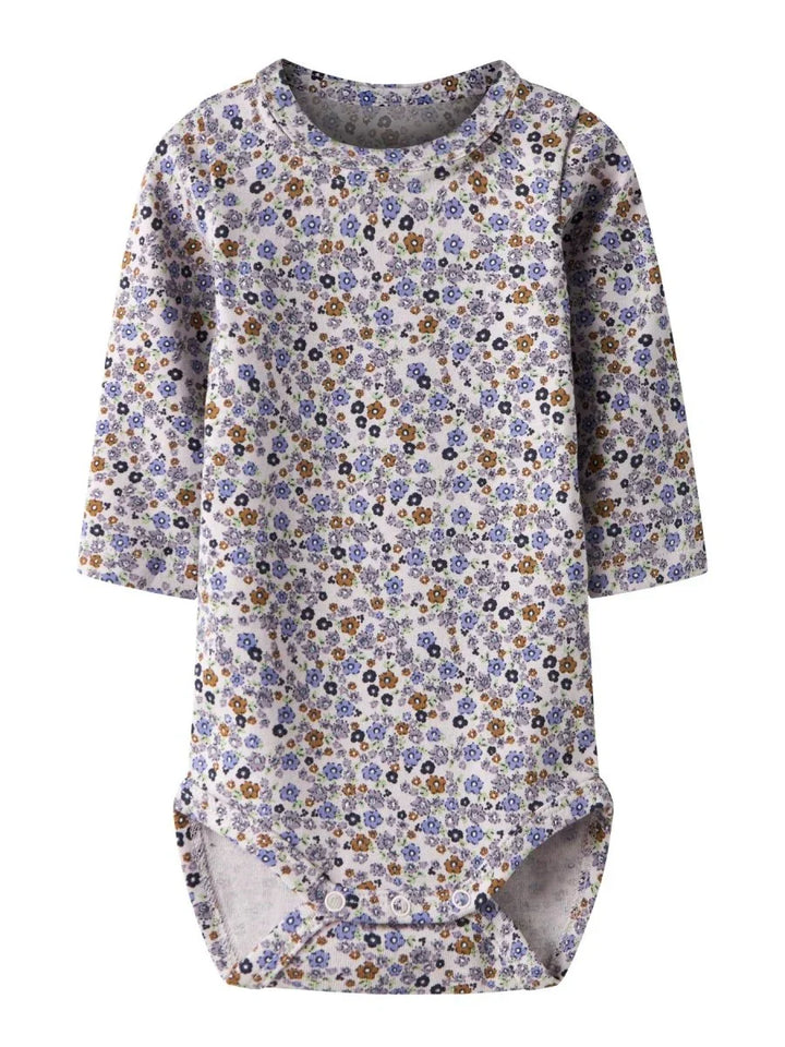 Blomstermønstret babybody med lange ermer, myk og bekvem for spedbarn 0-8 år