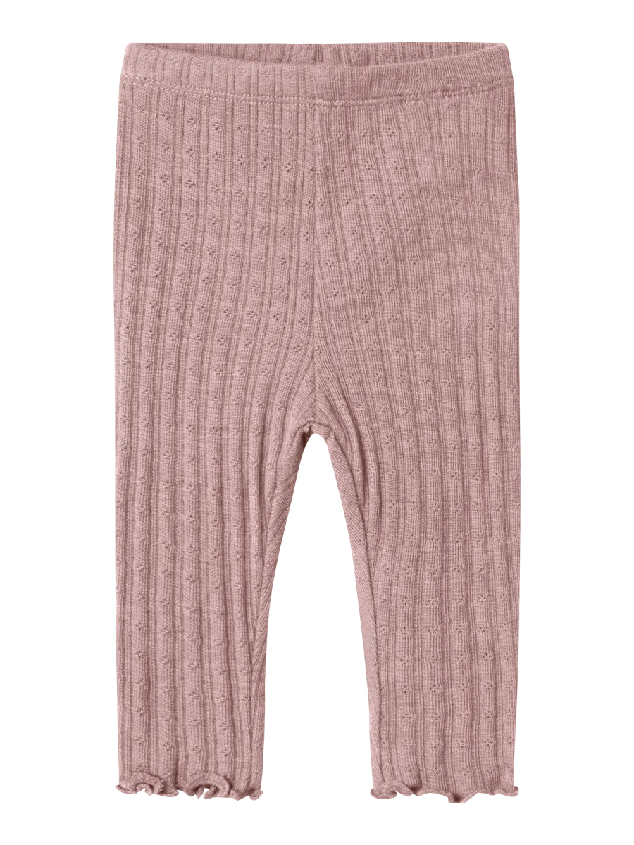 name it baby ULL/SILKE WOSSA RIB LEGGING - Antler | Torgunns Barneklær AS