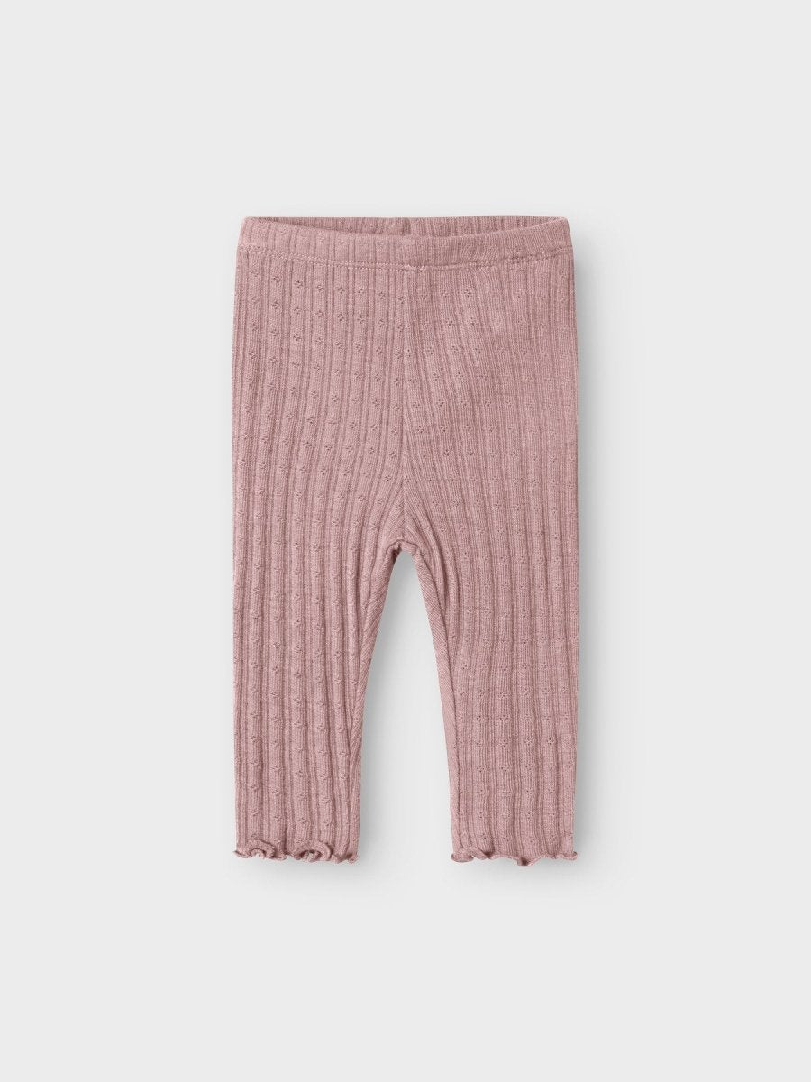 name it baby ULL/SILKE WOSSA RIB LEGGING - Antler | Torgunns Barneklær AS
