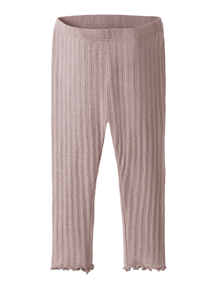 name it baby ULL/SILKE WOSSA RIB LEGGING - Shadow Gray | Torgunns Barneklær AS
